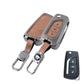 Metal Leather Brown Car Key Cover Compatible For Toyota: Innova Crysta, Corolla Altis. (3 button flip key)