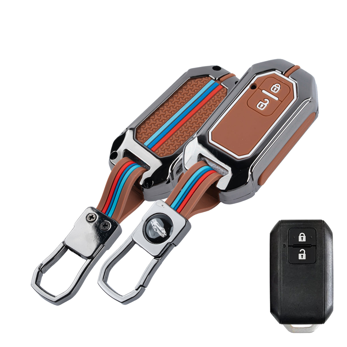 Metal Key Cover Compatible For Suzuki:Swift, Dzire, Baleno, Ertiga, Grand Vitara, Brezza, Fronx, Jimny XL6, & Toyota:Glanza, Urban Cruiser Hyryder