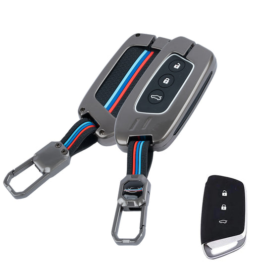 Metal Silicone Key Cover Compatible for MG Hector | MG Windsor | MG Astor | MG Gloster 3 Button smart key)
