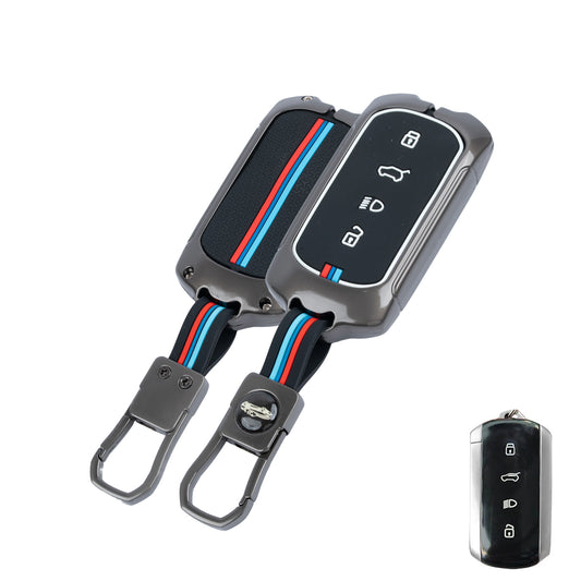 Metal Silicone Key Cover Compatible for Tata Sierra 2025, Curvv, Curvv EV (4 Button Smart Key)