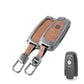 Metal Leather Car Key Cover Compatible For Ford : Figo, Aspire, Ecosport, Endeavour | 3 button Smart Key