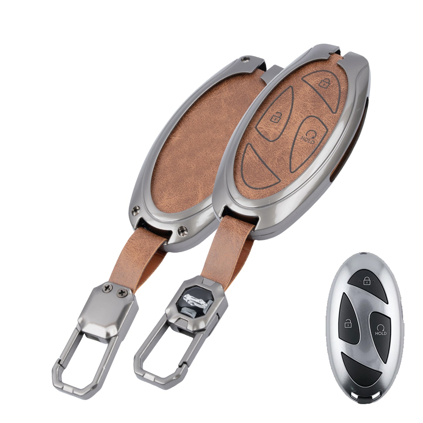Metal Leather Car Key Cover Compatible For Hyundai Venue 2026 3-Button Smart Key