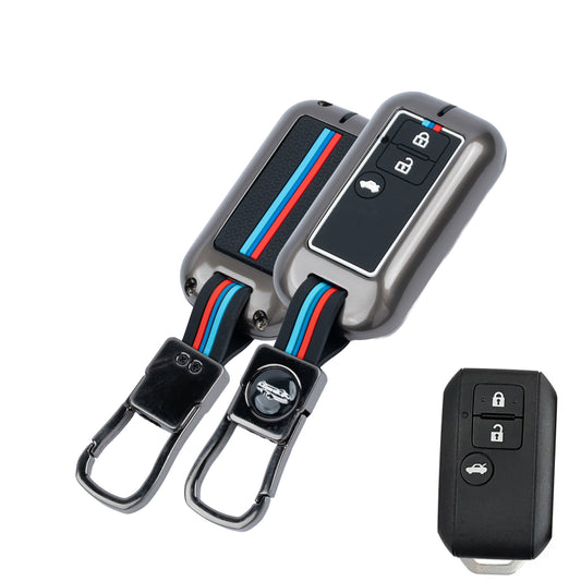 Metal Silicone Car Key Cover Compatible For Suzuki : Baleno, Swift, Ertiga, XL6, DZire, Fronx, Scross, Celerio, Ciaz, Brezza, Grand Vitara, Jimny, Ignis
