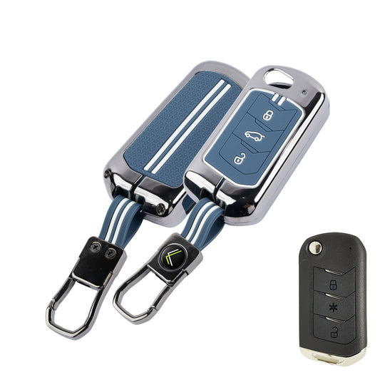 Metal Key Cover Compatible For Mahindra: Thar, Bolero, Scorpio, Scorpio-N, XUV700, XUV400, XUV3x0, XUV300, TUV300, Marazzo (3 button flip key)
