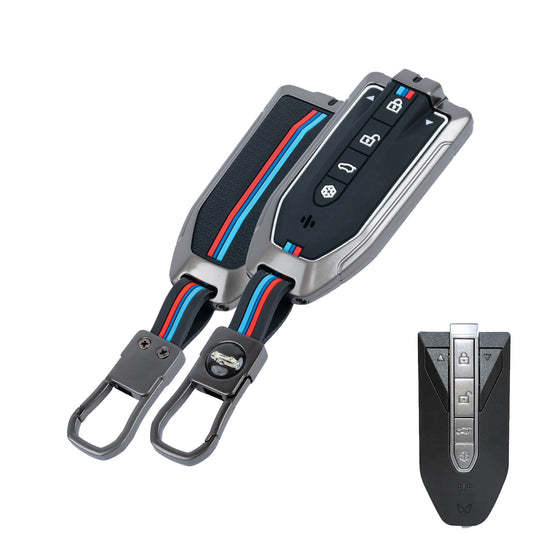 Metal Silicone Key Cover with keychain Compatible For Mahindra XEV 9e, BE 6e & 7XO (6 Button)