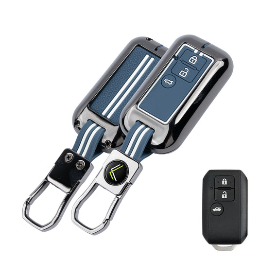 Metal Key Cover Compatible For Suzuki : Baleno, Swift, Ertiga, XL6, DZire, Fronx, Scross, Celerio, Ciaz, Brezza, Grand Vitara, Jimny, Ignis (3 Button Smart key)