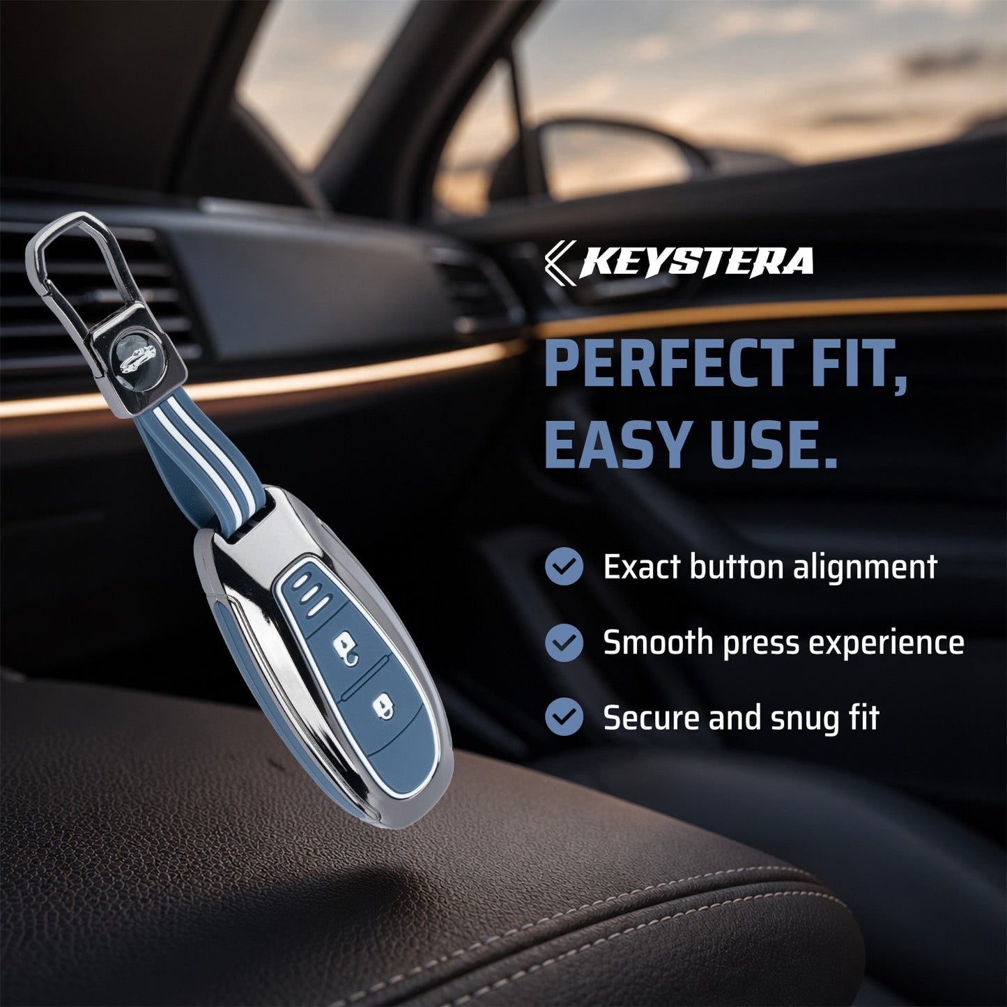 Metal Key Cover Compatible For Suzuki: Baleno, Ciaz, Ignis, S-Cross, Grand Vitara, Brezza & Toyota Urban Cruiser (3 Button smart key)