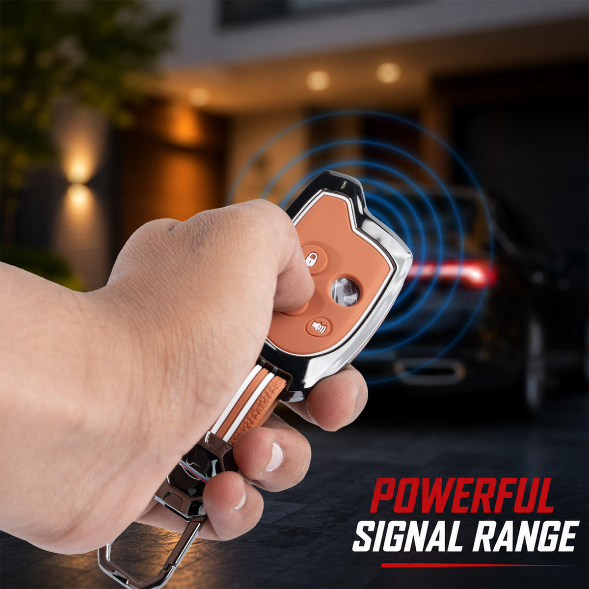 Metal Sapphire Key Cover With Key Chain Compatible with Suzuki Nippon 3-Button Smart Key