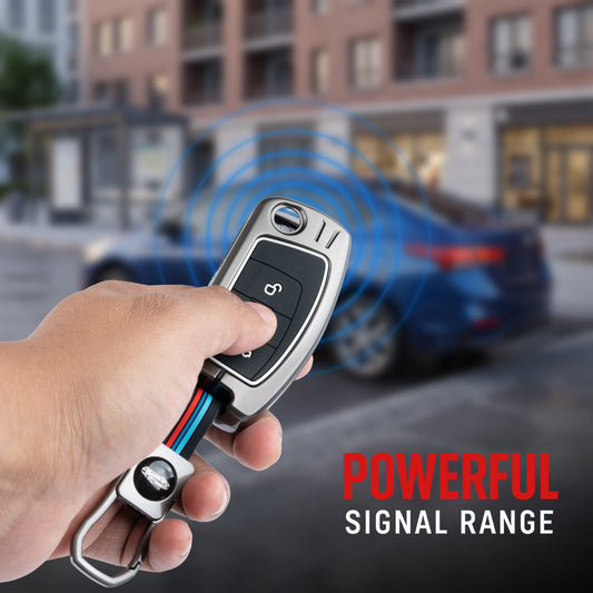 Metal Silicone Key Cover Compatible for Ford EcoSport | Aspire | Freestyle Flip Key only (3 Button Flip Key)