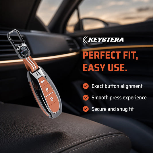 Metal Sapphire Brown Car Key Cover Compatible For Suzuki: Baleno, Ciaz, Grand Vitara, Brezza, S Cross, Swift, Ignis, XL6, Fronx, Jimny, Grand Vitara