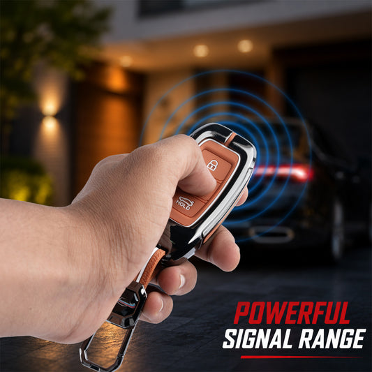 Metal Sapphire Key Cover With Key Chain Compatible with Hyundai : i20, Kona, Verna 2018 onwards (3 button smart key)