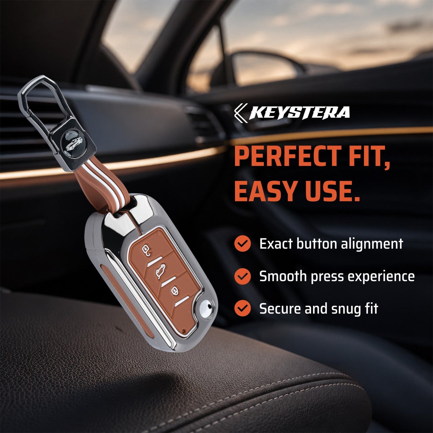 Metal Key Cover Compatible For Mahindra: Thar, Bolero, Scorpio, Scorpio-N, XUV700, XUV400, XUV3x0, XUV300, TUV300, Marazzo (3 button flip key)