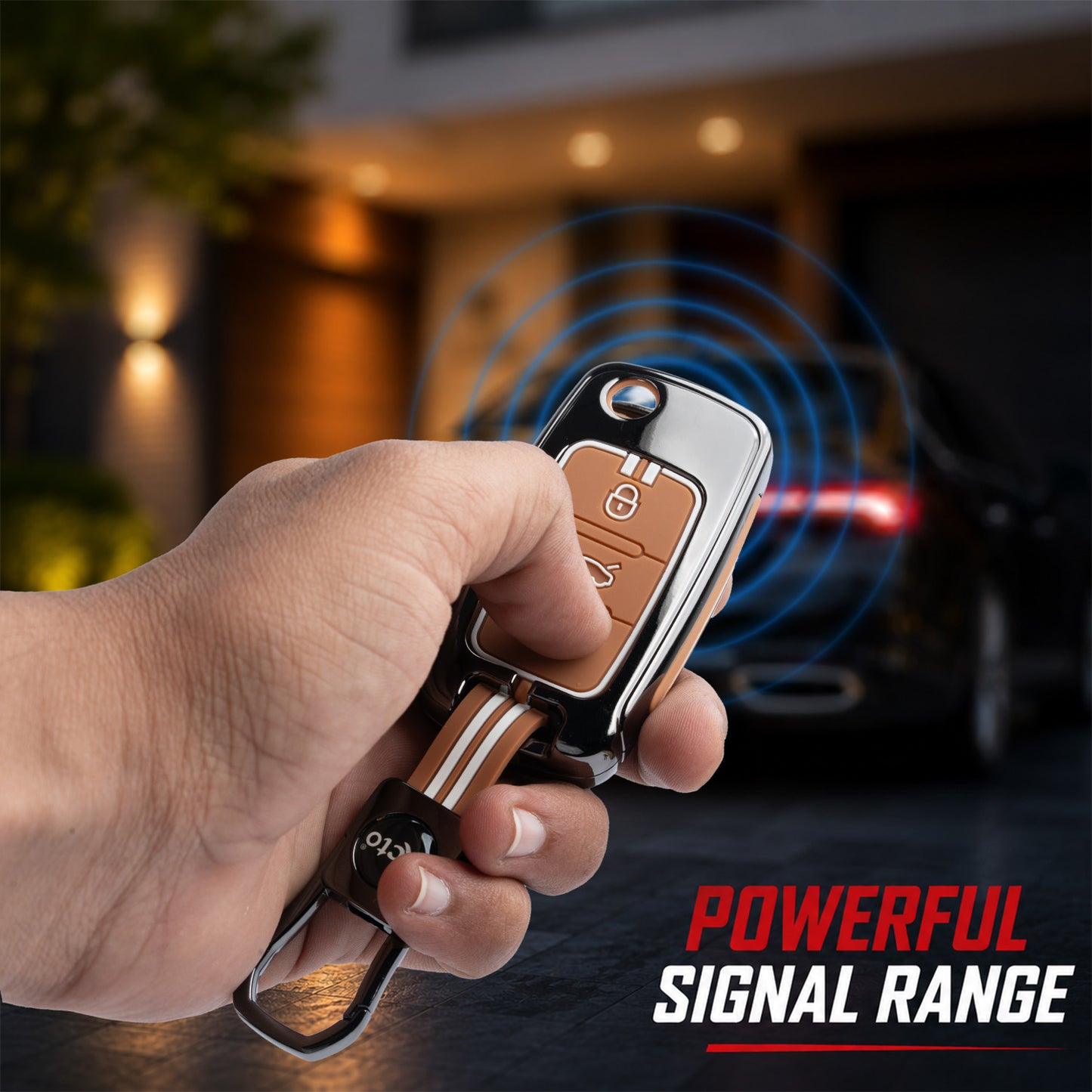 Metal Key Cover Compatible For Skoda : Octavia, Fabia, Laura, Superb, Rapid, Yeti & Volkswagen : Polo, Vento, Jetta, Ameo(3 Button Flip Key)