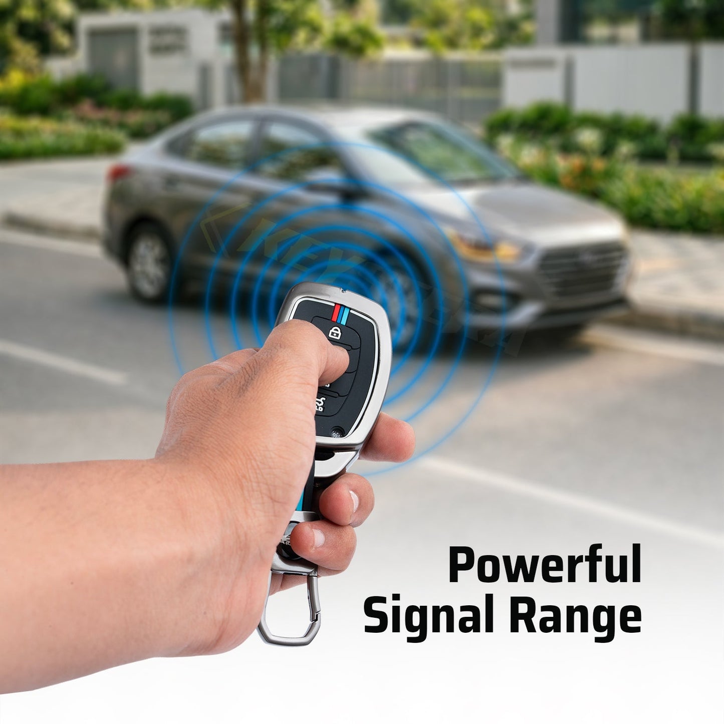 Metal Silicone Key Cover Compatible for Hyundai: Alcazar, Creta 2021 onwards (4 button smart key)