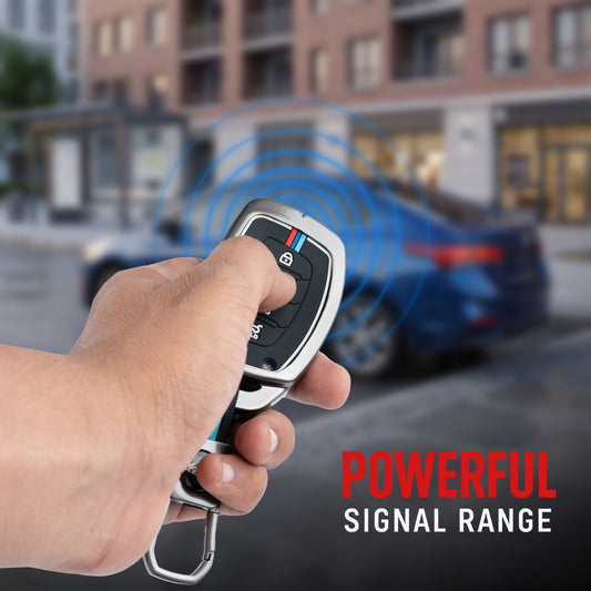 Metal Silicone Key Cover Compatible for Hyundai: Alcazar, Creta 2021 onwards (4 button smart key)