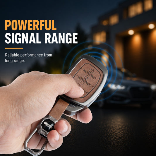 Metal Car Key Cover Compatible For Hyundai: Alcazar, Creta 2021 onwards (4 button smart key)