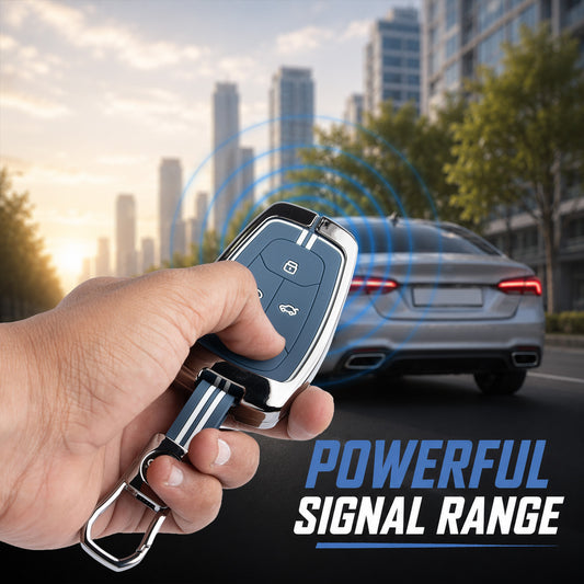Metal Key Cover Compatible For Tata: Nexon, Harrier,Tiago, Tigor BS6, Tigor EV, Safari 2021, Altroz, Safari Gold, Gravitas, Punch (4 button smart key)