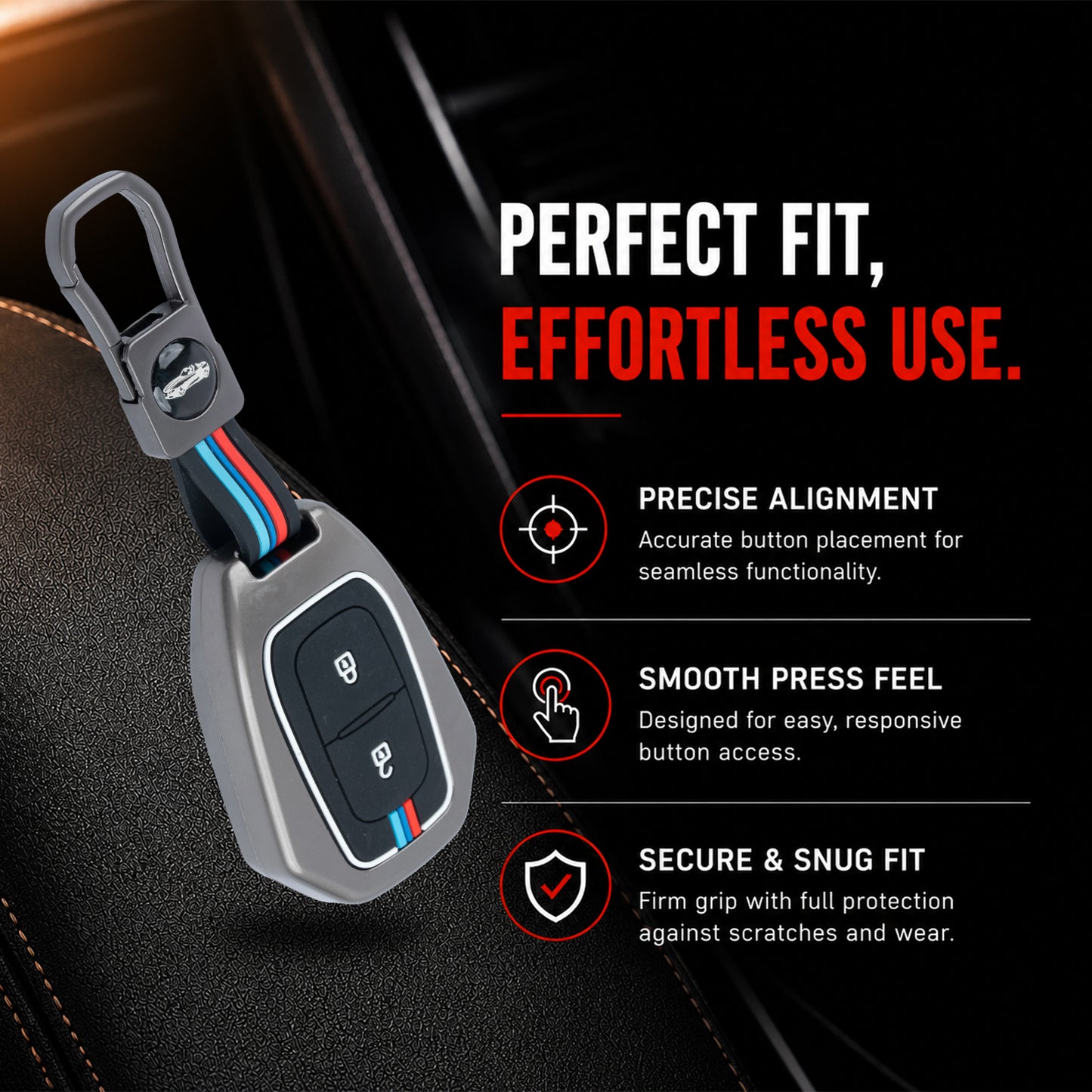 Metal Silicone Key Cover Compatible for Renault Triber | Kwid | Duster | Datsun redi-GO Flip type Key