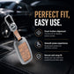 Metal Leather Brown Car Key Cover Compatible For Kia Seltos, Kia Sonet,Kia Carens,Kia Carnival (3 Button Smart Key)