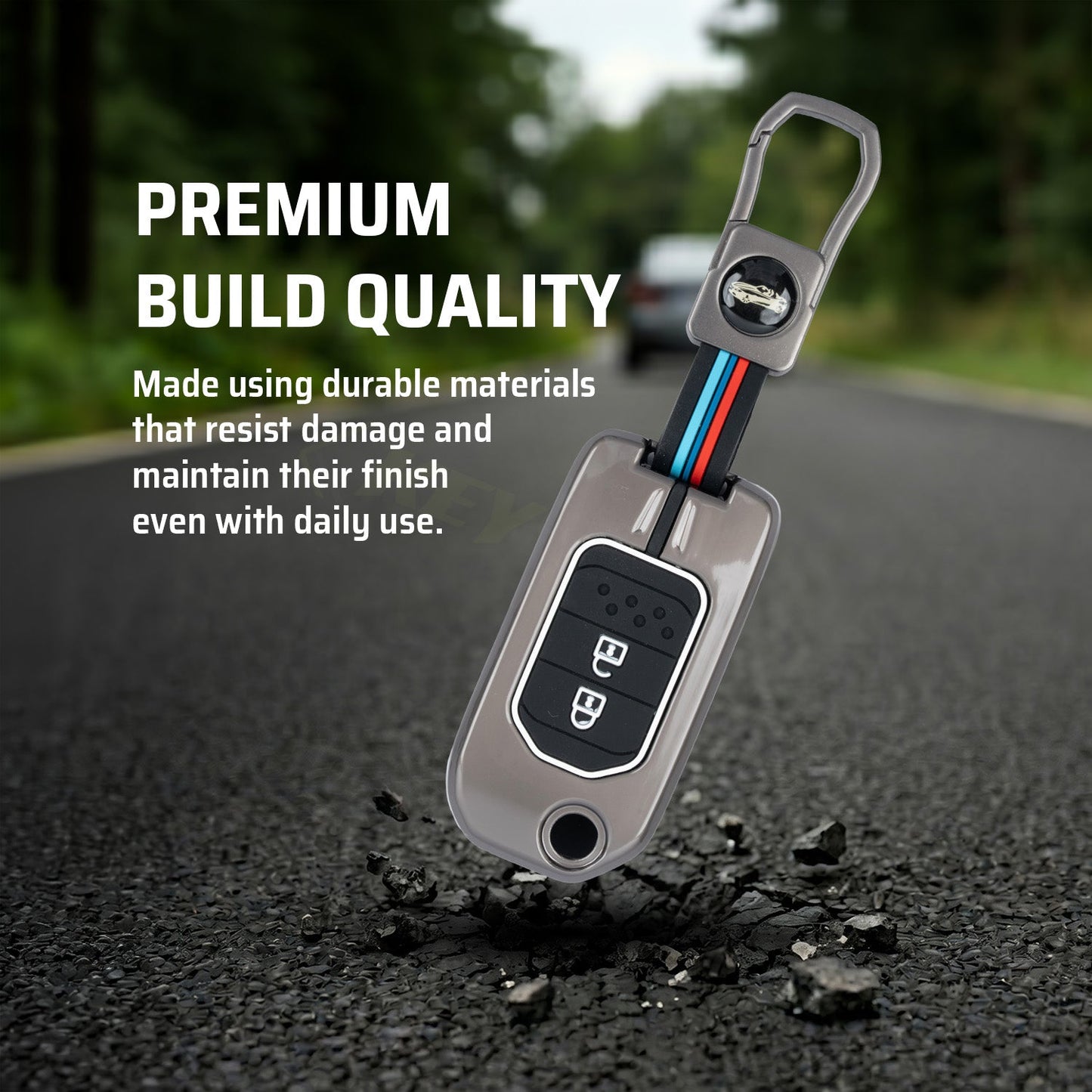 metal silicon Car Key Cover Compatible For Honda City | WR-V | Jazz (2 Button Flip Key)
