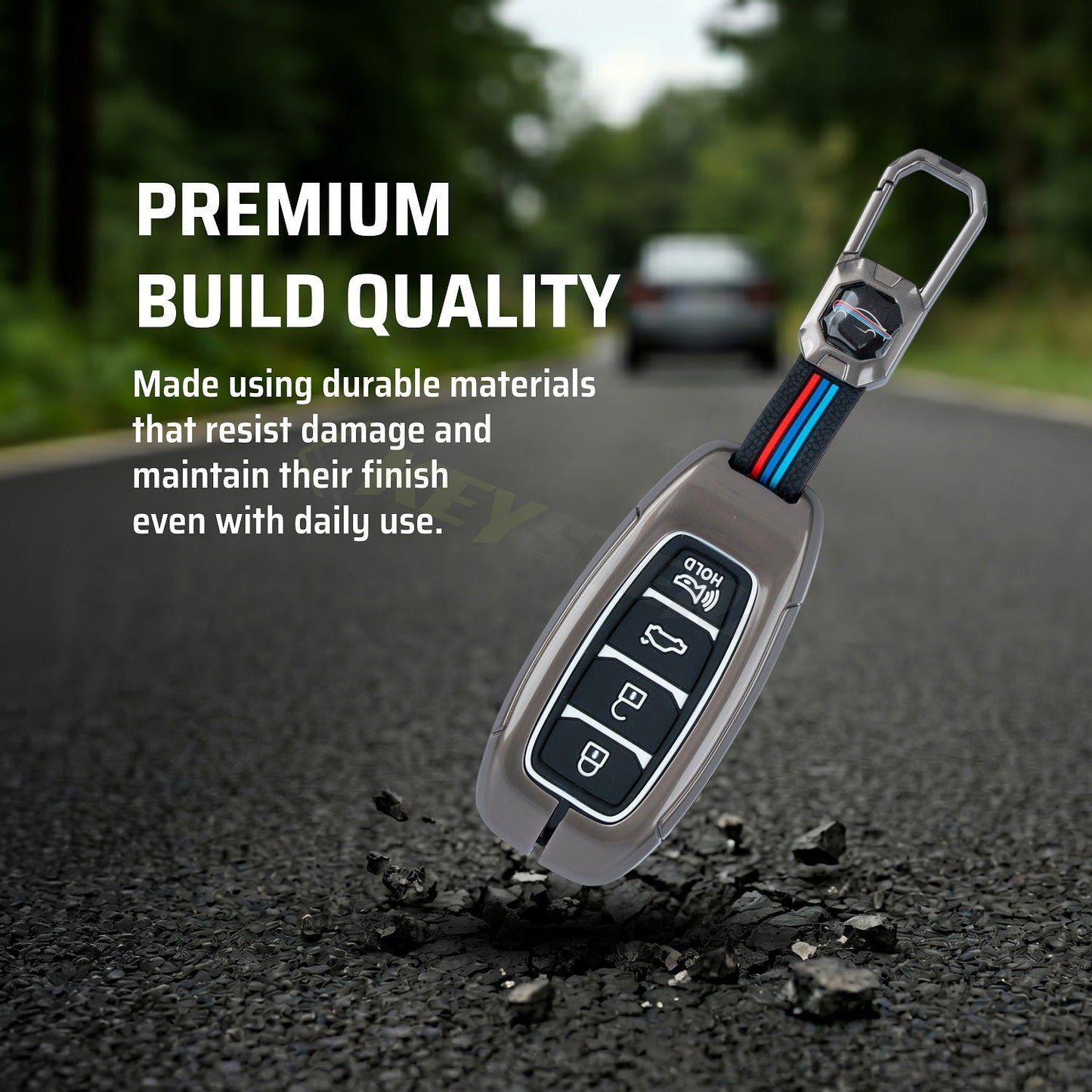 Metal Silicone Key Cover Compatible for New Hyundai New Verna | Verna 2020 Smart Key (4 Button Smart key)