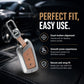Metal Leather Brown Car Key Cover Compatible For MG Hector | MG Windsor | MG Astor | MG Gloster 3 Button smart key)