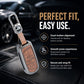 Metal Leather Brown Car Key Cover Compatible For Jeep Compass Smart Key