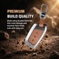 Metal Leather Brown Car Key Cover Compatible For MG Hector | MG Windsor | MG Astor | MG Gloster 3 Button smart key)
