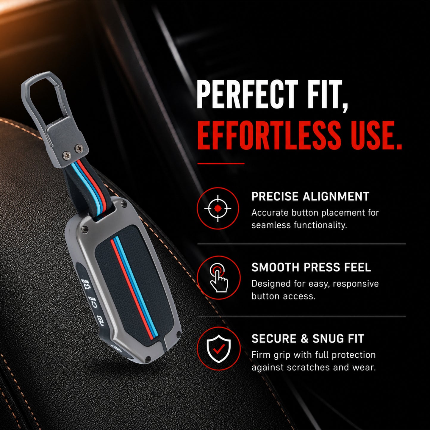 Metal Silicone Key Cover Compatible for Kia Carens Clavis, Seltos, Sonet 2023 facelift (4 Button Smart Key)
