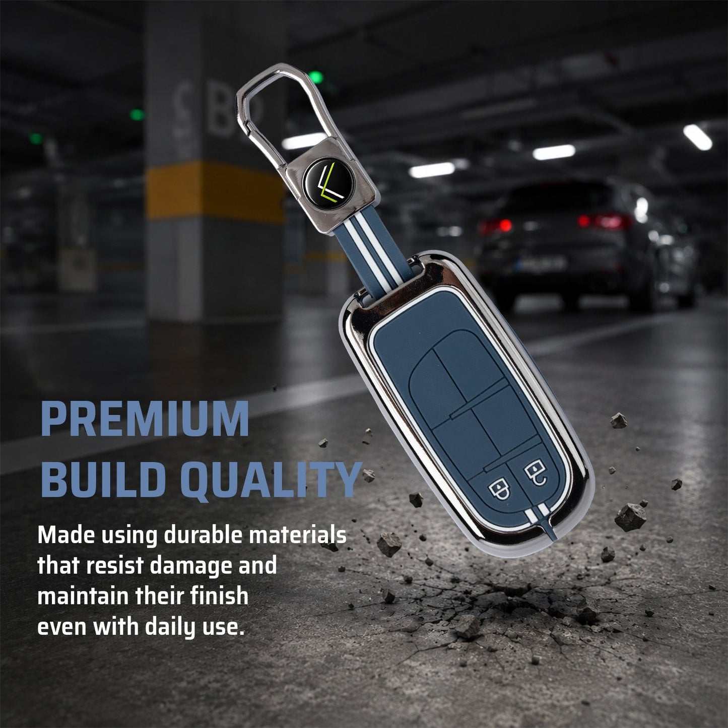 Metal Silicone Car Key Cover Compatible For Jeep Compass, Jeep Compass Trailhawk Smart Key