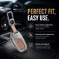 Metal Leather Brown Car Key Cover Compatible For MG Astor, MG ZS EV (3 Button smart key)