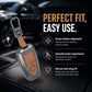 Metal Leather Key Cover Compatible for Ford Ecosport | Endeavour | Freestyle | Aspire | Figo (2 button Smart Key)