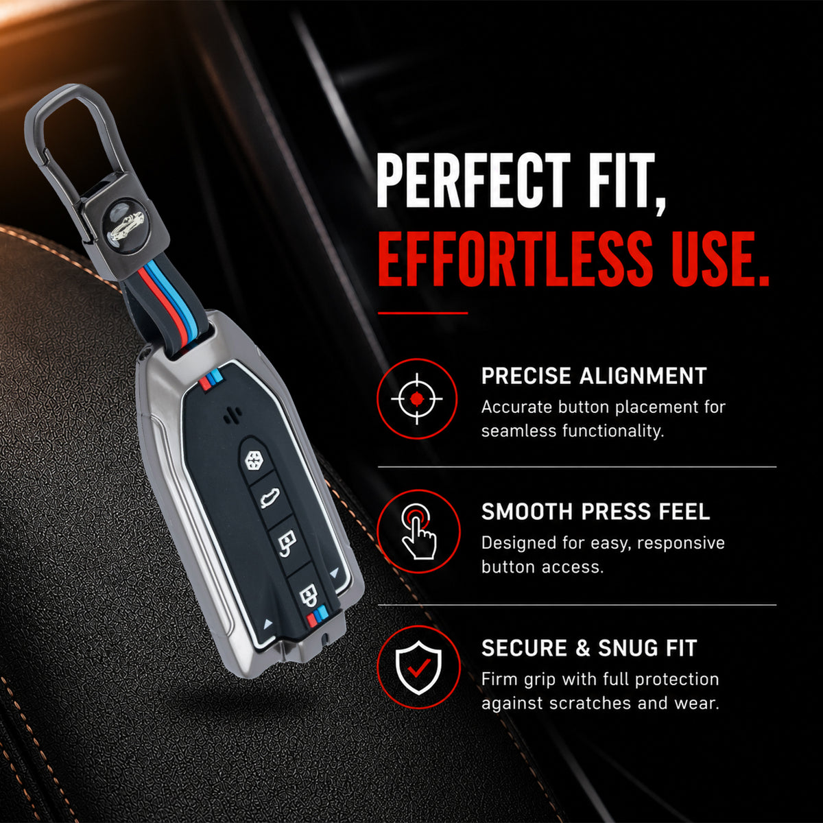 Metal Silicone Key Cover with keychain Compatible For Mahindra XEV 9e, BE 6e & 7XO (6 Button)