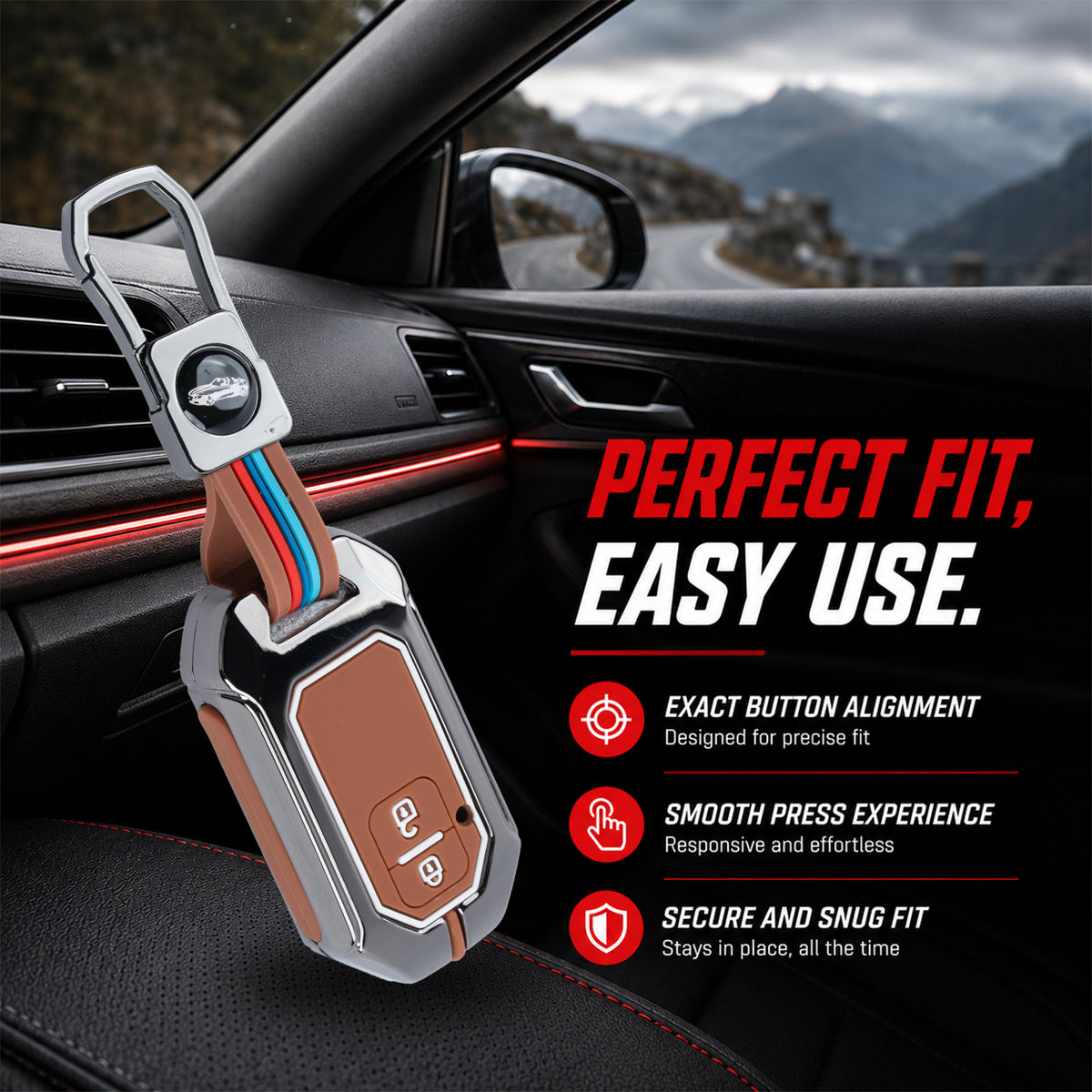 Metal Key Cover Compatible For Suzuki:Swift, Dzire, Baleno, Ertiga, Grand Vitara, Brezza, Fronx, Jimny XL6, & Toyota:Glanza, Urban Cruiser Hyryder