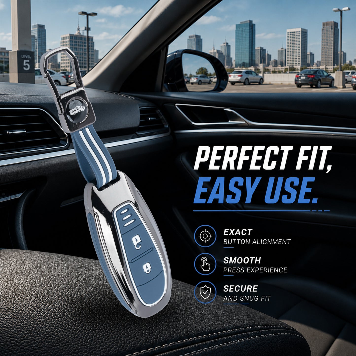 Metal Key Cover Compatible For Suzuki: Baleno, Ciaz, Ignis, S-Cross, Grand Vitara, Brezza & Toyota Urban Cruiser (3 Button smart key)