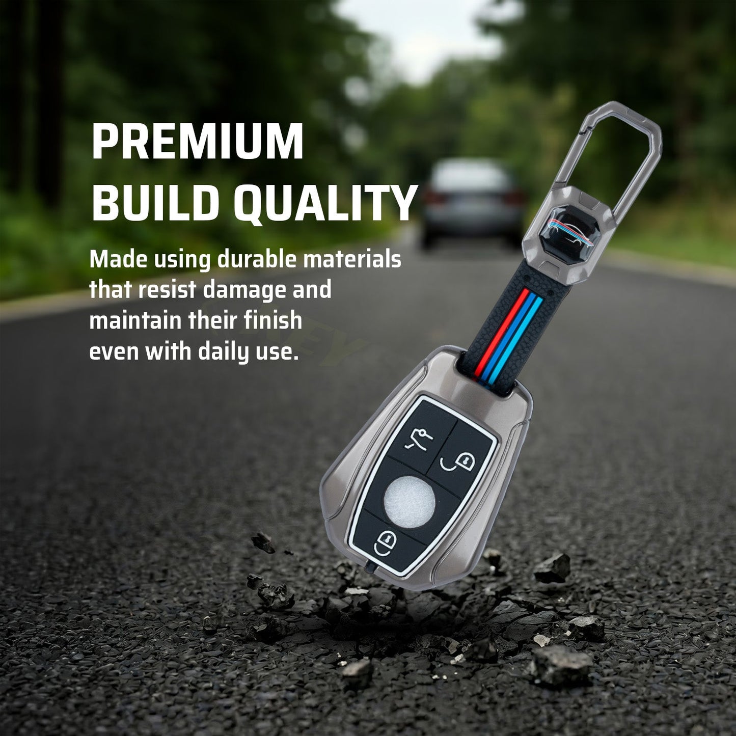 Metal Silicone Car Key Cover Compatible For Mercedes Benz : GL Series | S - Class | C - Class | M - Class | 3 Button Smart Key