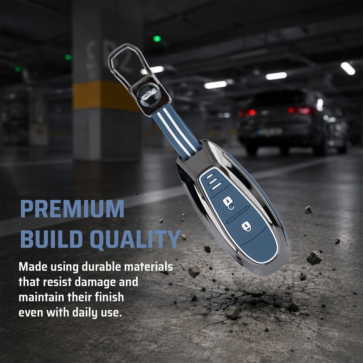 Metal Key Cover Compatible For Suzuki: Baleno, Ciaz, Ignis, S-Cross, Grand Vitara, Brezza & Toyota Urban Cruiser (3 Button smart key)