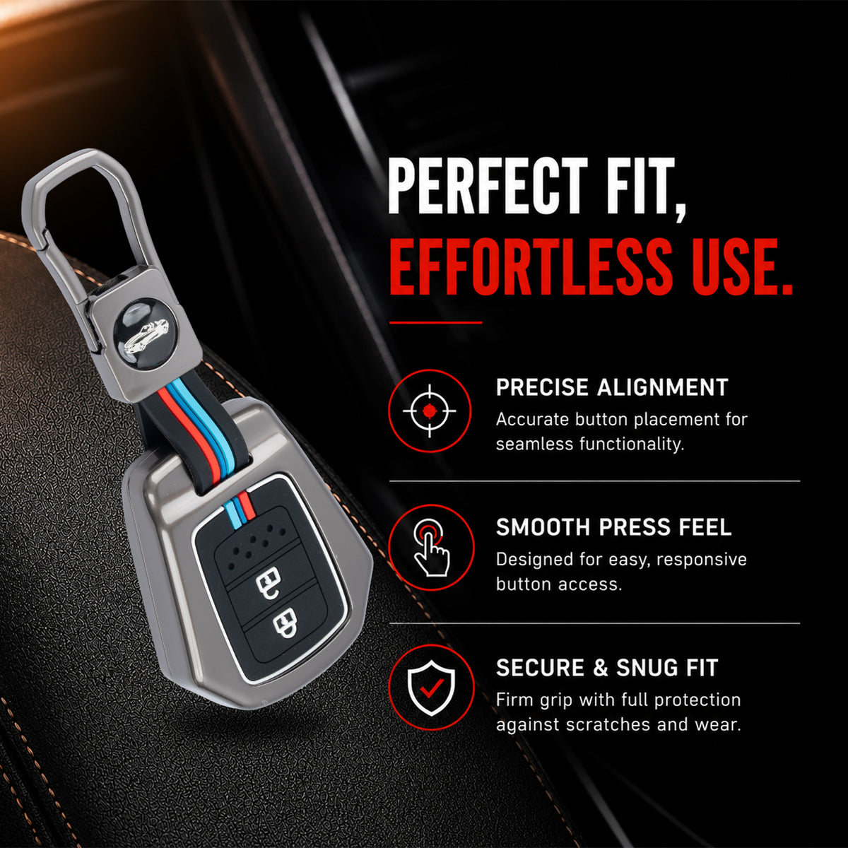 metal silicon Car Key Cover Compatible For Honda WR-V | City | Jazz | Amaze 2014+ Models