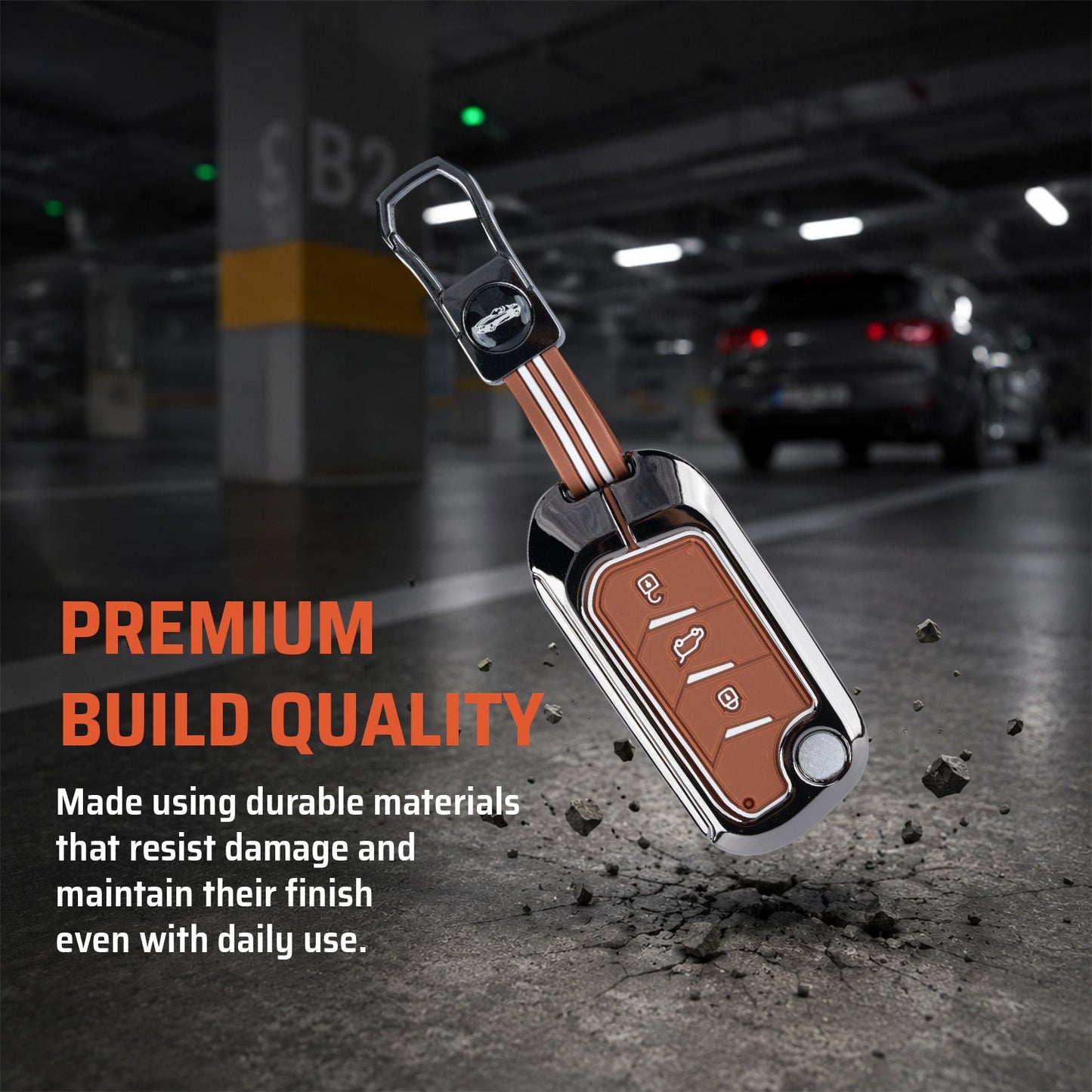 Metal Key Cover Compatible For Mahindra: Thar, Bolero, Scorpio, Scorpio-N, XUV700, XUV400, XUV3x0, XUV300, TUV300, Marazzo (3 button flip key)