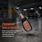 Metal Sapphire Key Cover With Key Chain Compatible with Hyundai: Alcazar, Creta 2021 onwards (4 button smart key)