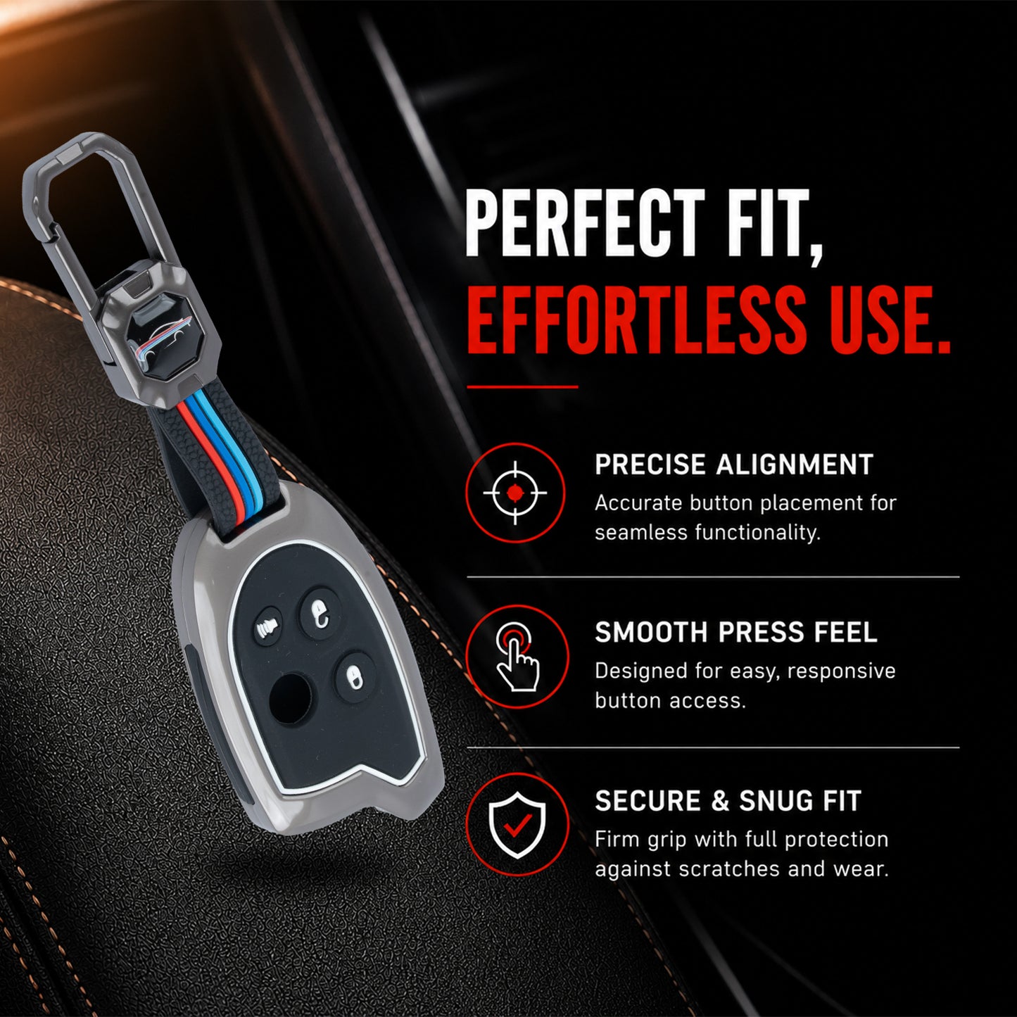 Metal Silicone Key Cover Compatible for Suzuki Nippon 3-Button Smart Key
