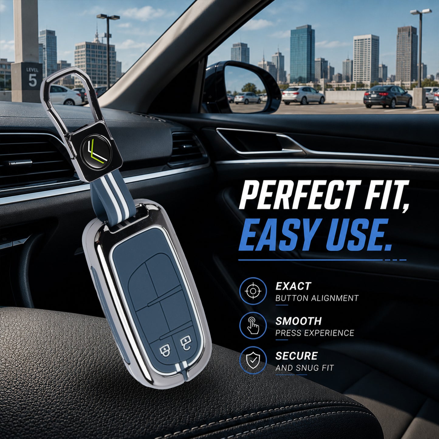 Metal Silicone Car Key Cover Compatible For Jeep Compass, Jeep Compass Trailhawk Smart Key