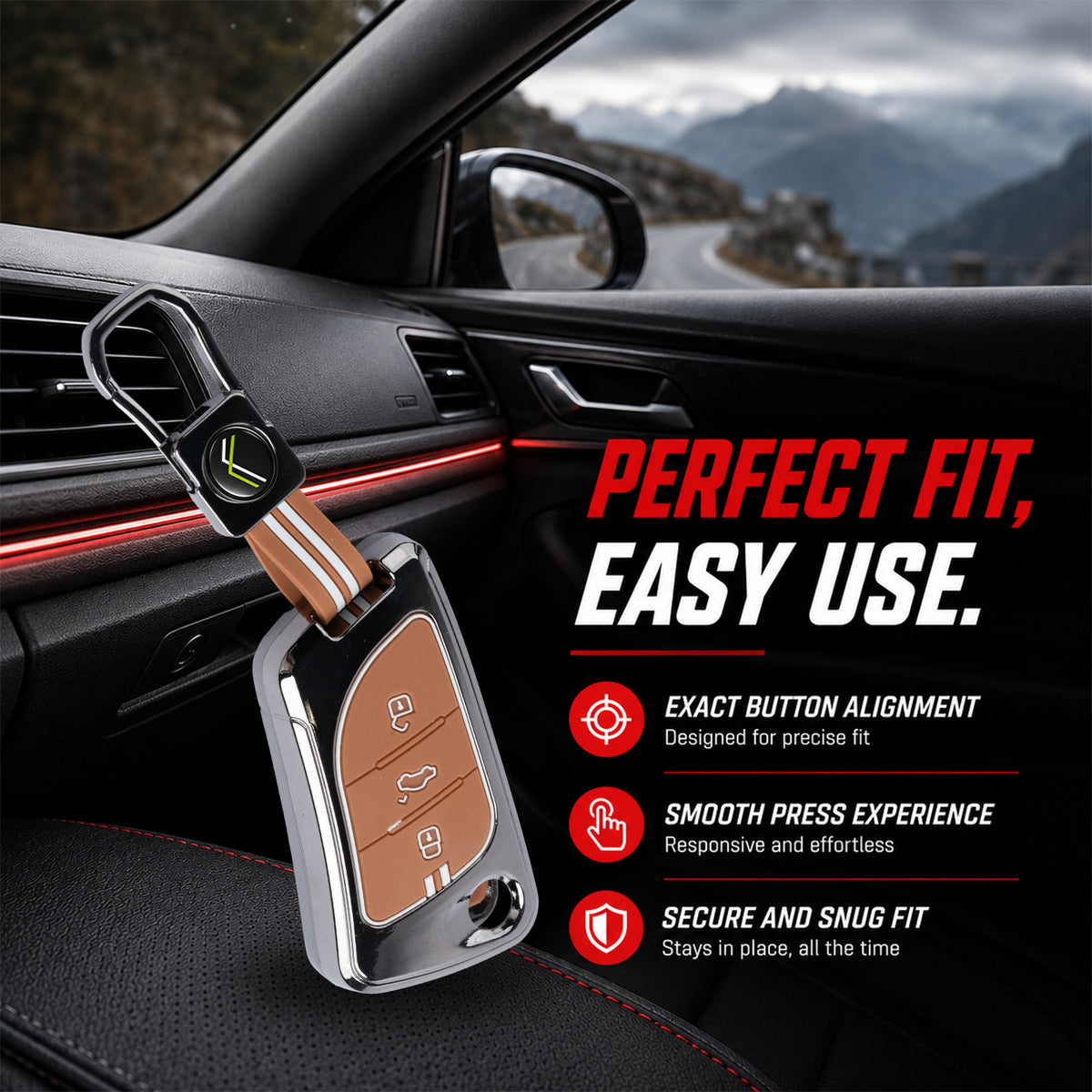 Metal Key Cover With Key Chain Compatible With LX-B30 Model Universal Flip Key