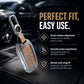 Metal Leather Brown Car Key Cover Compatible For Toyota: Innova Crysta, HyCross, Hilux, Fortuner, Legender, Land Cruiser, Camry (3 button smart key)
