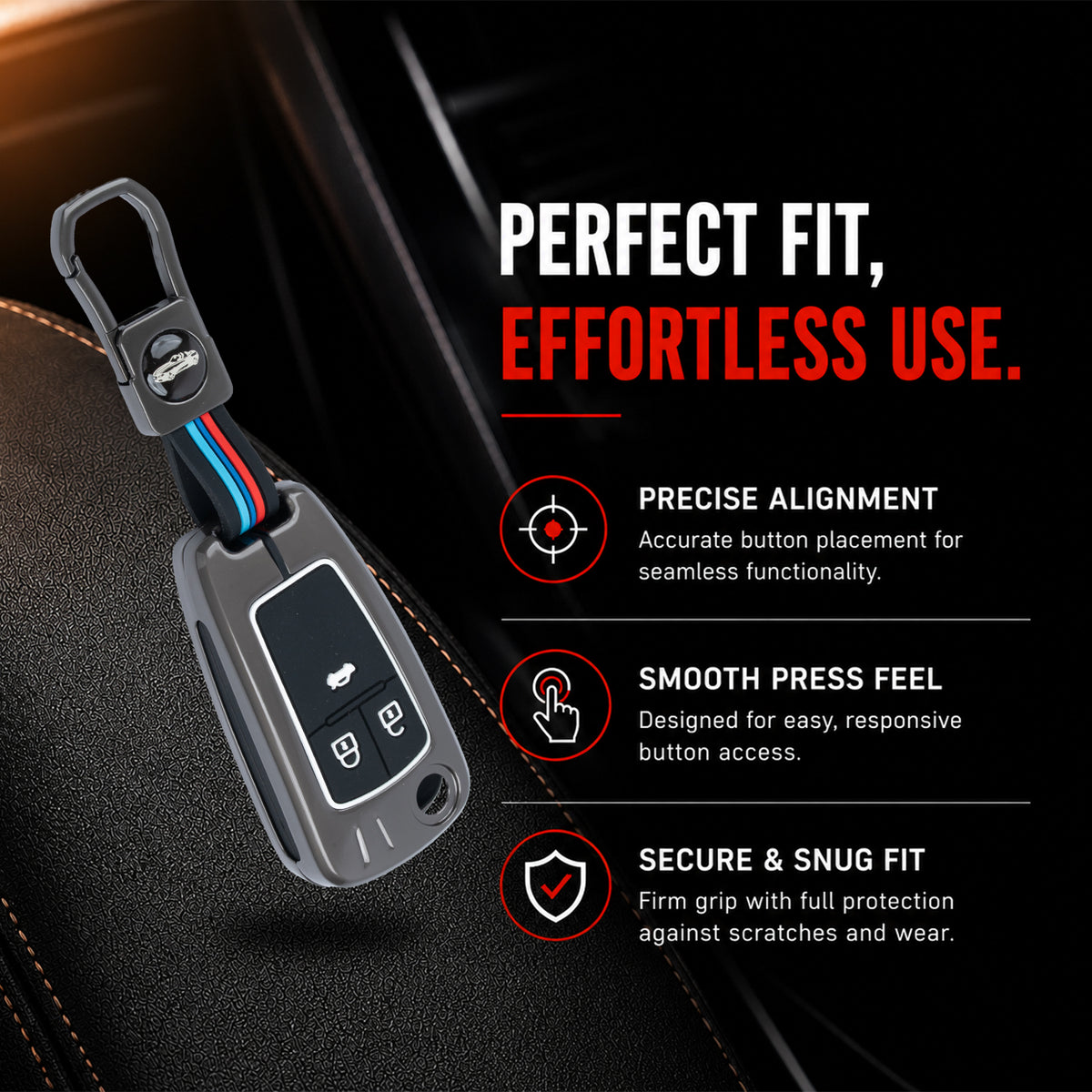 metal silicon Car Key Cover Compatible For Chevrolet Cruze | Chevrolet Beat | Avio | Spark Flip Key