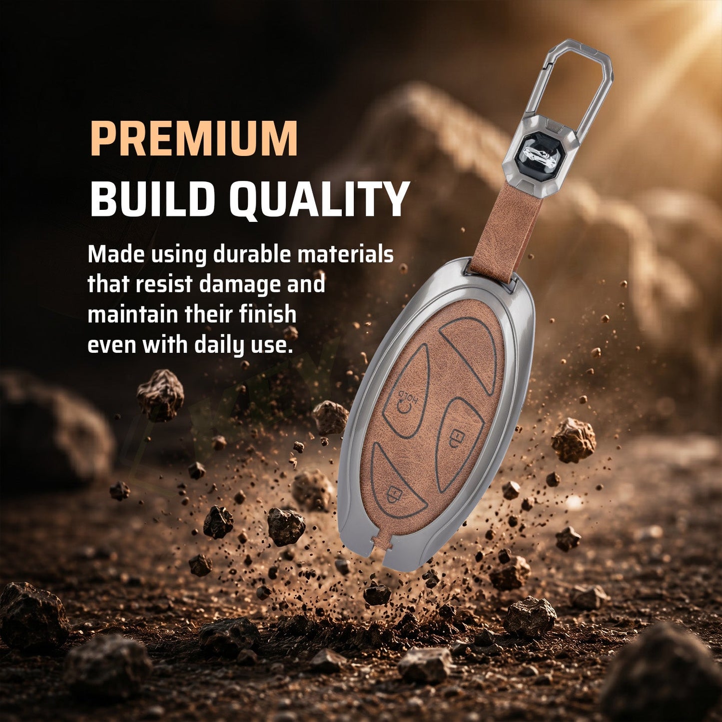 Metal Leather Car Key Cover Compatible For Hyundai Venue 2026 3-Button Smart Key