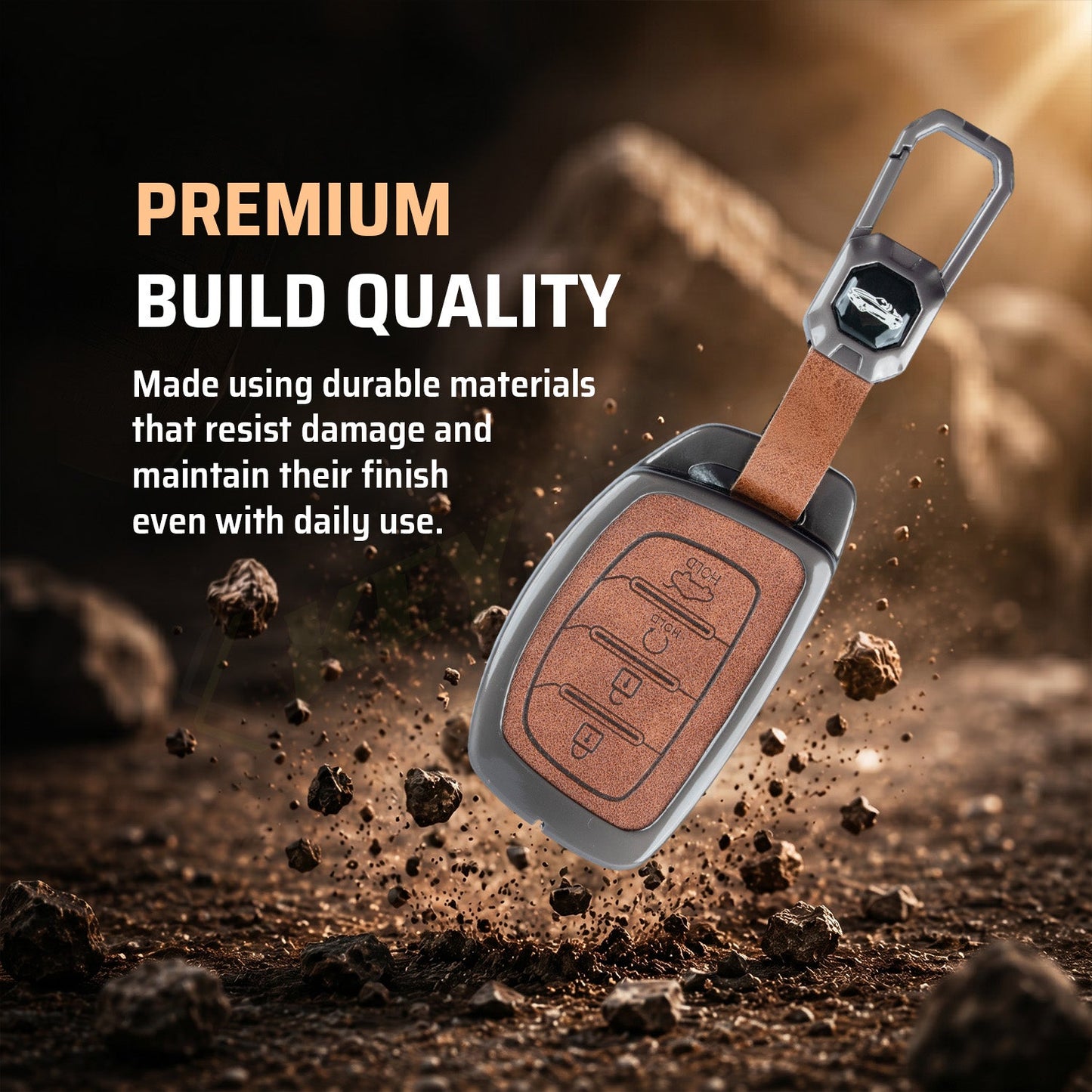 Metal Car Key Cover Compatible For Hyundai: Alcazar, Creta 2021 onwards (4 button smart key)