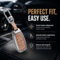 Metal Leather Brown Key Cover Compatible For Hyundai: i20, Verna 2023 onwards (4 button smart key)