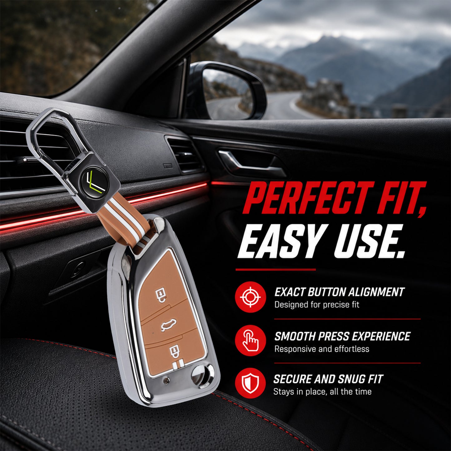 Metal Key Cover With Key Chain Compatible With B29 Model Universal Flip Key