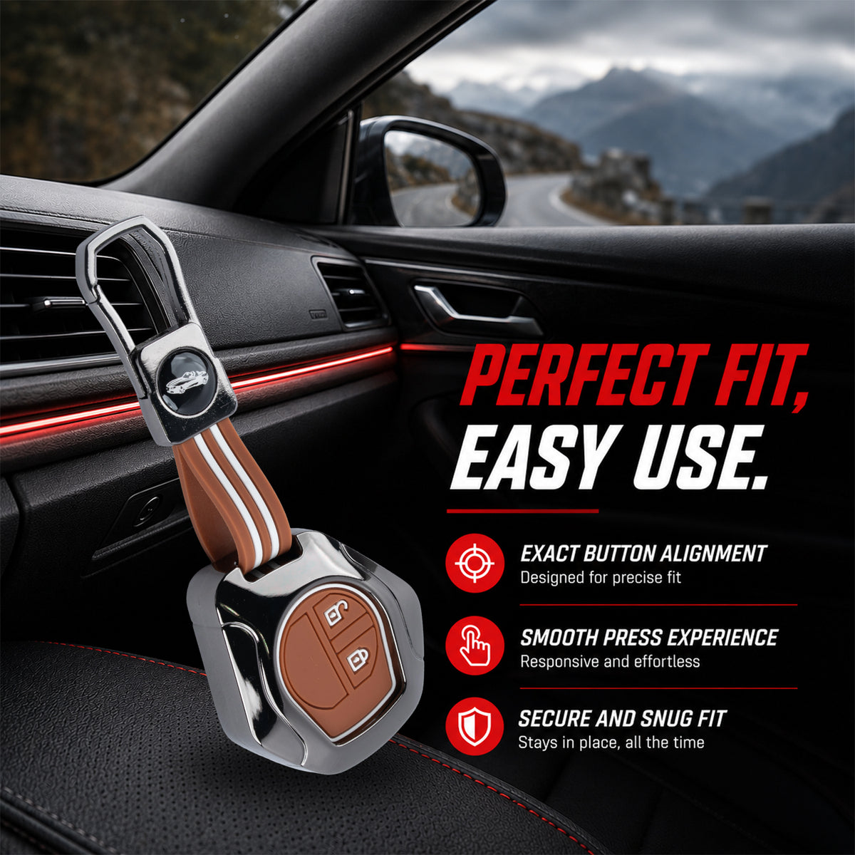 Metal Key Cover Compatible For Suzuki: Swift, Dzire, WagonR, Brezza, Grand Vitara, Fronx, Jimny, XL6, Ignis, Ertiga, Baleno,Celerio,Ciaz